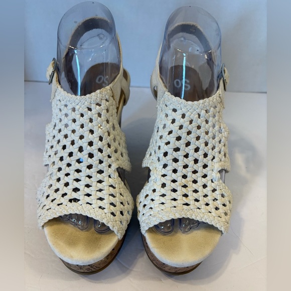 Sonoma Shoes - Sonoma Taffy white woven open toe wedge cork heel sandals size 8M